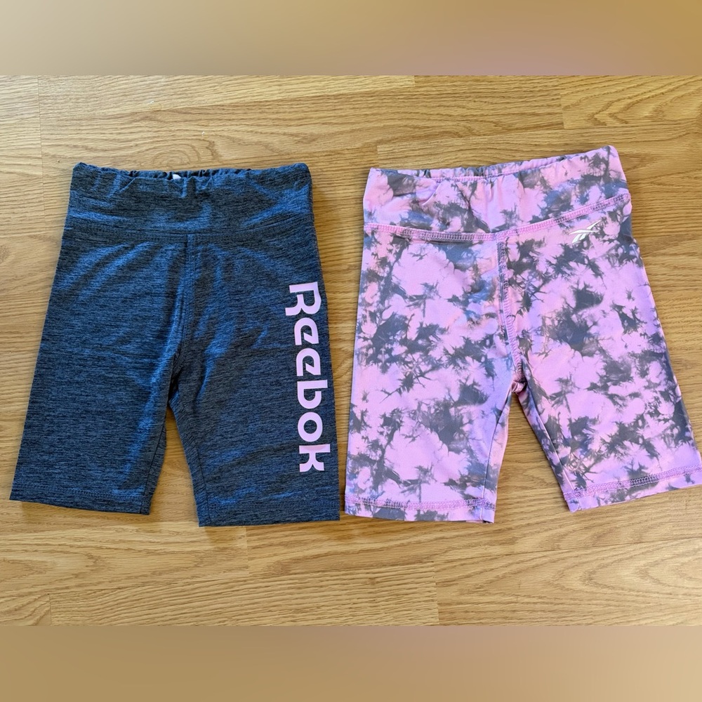 Pre Owned Reebok Kids' Charcoal and Tie-Dye Pink Shorts Small Size 7
